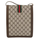 GUCCI GG Supreme Web Sherry Line Shoulder Bag PVC Beige Gold Red Auth ka4225-3