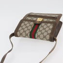 GUCCI GG Supreme Web Sherry Line Shoulder Bag PVC Beige Gold Red Auth ka4225-6