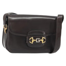 GUCCI Shoulder Bag Leather Brown Gold Auth ka4228-1