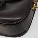 GUCCI Shoulder Bag Leather Brown Gold Auth ka4228-11