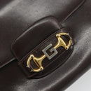 GUCCI Shoulder Bag Leather Brown Gold Auth ka4228-16