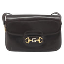 GUCCI Shoulder Bag Leather Brown Gold Auth ka4228-2
