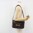 GUCCI Shoulder Bag Leather Brown Gold Auth ka4228-26
