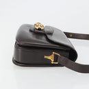 GUCCI Shoulder Bag Leather Brown Gold Auth ka4228-4