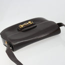 GUCCI Shoulder Bag Leather Brown Gold Auth ka4228-7