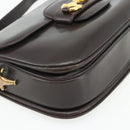 GUCCI Shoulder Bag Leather Brown Gold Auth ka4228A-14