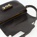 GUCCI Shoulder Bag Leather Brown Gold Auth ka4228A-11