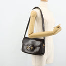 GUCCI Shoulder Bag Leather Brown Gold Auth ka4228A-26