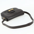 GUCCI Shoulder Bag Leather Brown Gold Auth ka4228A-7