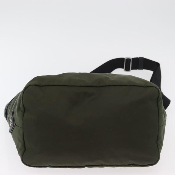 PRADA Handtas Nylon 2-weg Groen Zilver zwart Auth ka4229A