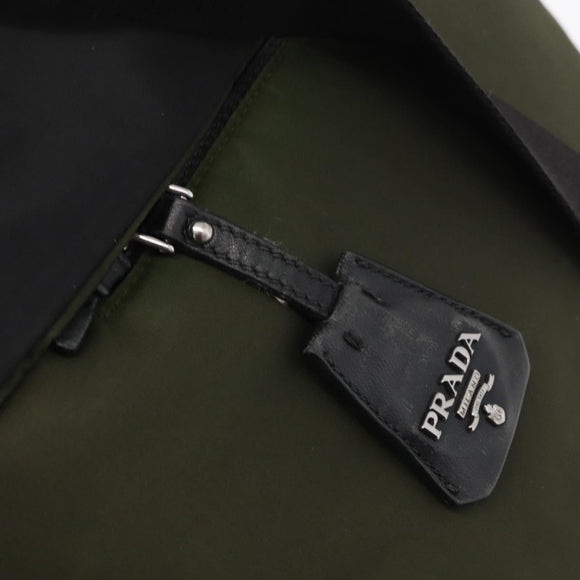 PRADA Handtas Nylon 2-weg Groen Zilver zwart Auth ka4229A