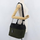 PRADA Handtas Nylon 2-weg Groen Zilver zwart Auth ka4229A-25