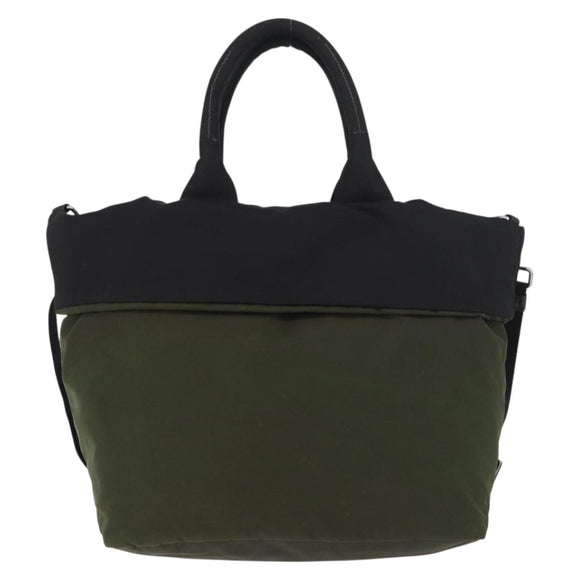PRADA Handtas Nylon 2-weg Groen Zilver zwart Auth ka4229A