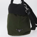 PRADA Handtas Nylon 2-weg Groen Zilver zwart Auth ka4229A-4