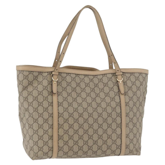GUCCI GG Supreme Tote Bag PVC Beige Gold 309613 Auth ka4230