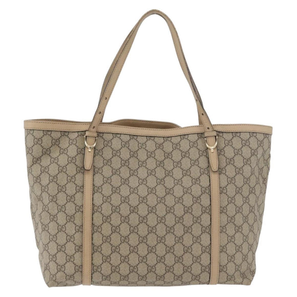 GUCCI GG Supreme Tote Bag PVC Beige Gold 309613 Auth ka4230