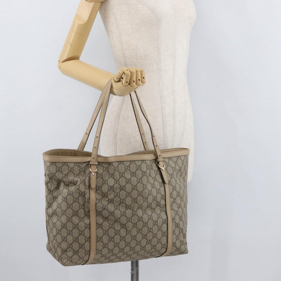 GUCCI GG Supreme Tote Bag PVC Beige Gold 309613 Auth ka4230
