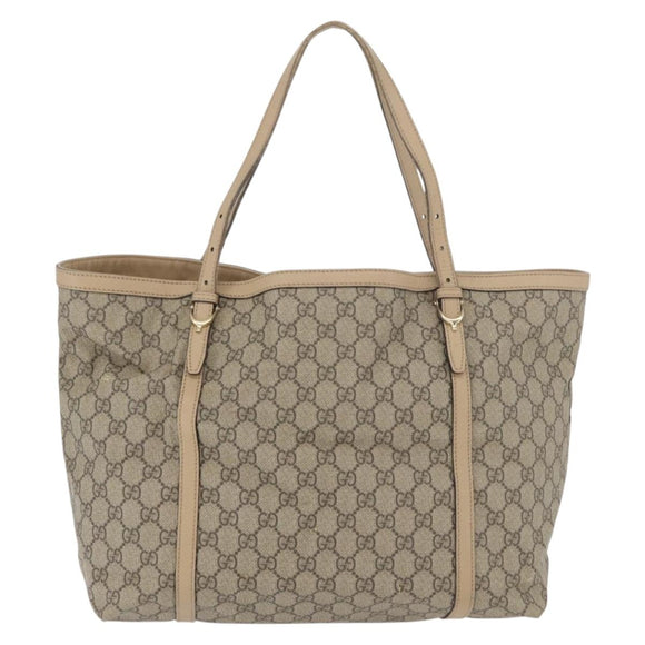 GUCCI GG Supreme Tote Bag PVC Beige Gold 309613 Auth ka4230