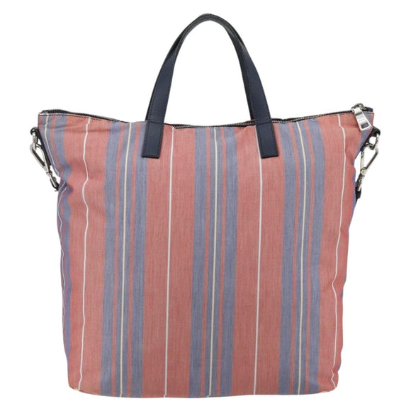 PRADA Hand Bag Canvas Leather 2way Multicolor Silver Auth ka4243