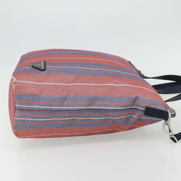 PRADA Hand Bag Canvas Leather 2way Multicolor Silver Auth ka4243