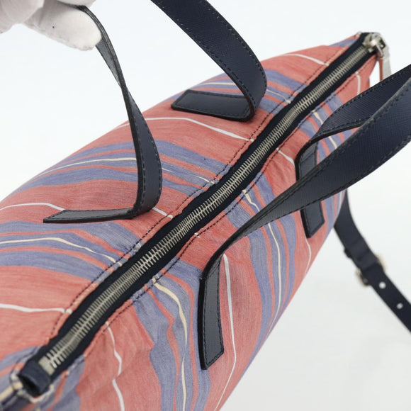 PRADA Hand Bag Canvas Leather 2way Multicolor Silver Auth ka4243
