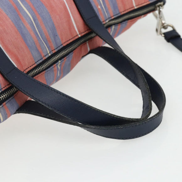 PRADA Hand Bag Canvas Leather 2way Multicolor Silver Auth ka4243