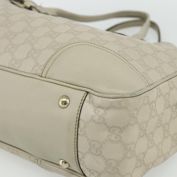 GUCCI GG Canvas Guccissima Tote Bag Leather White Gold 163805 Auth ka4247