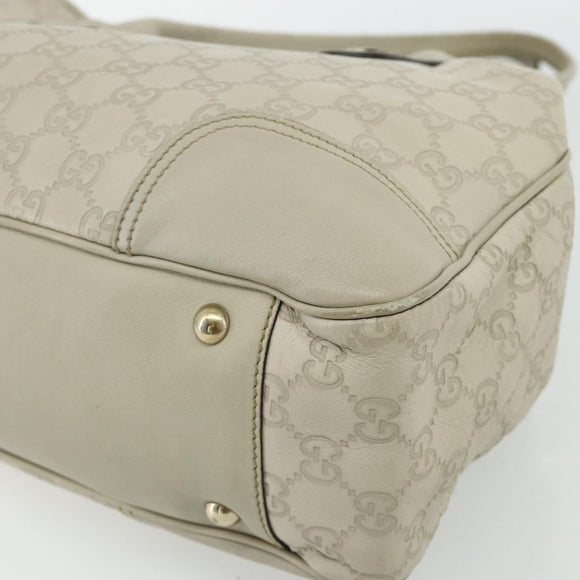 GUCCI GG Canvas Guccissima Tote Bag Leather White Gold 163805 Auth ka4247