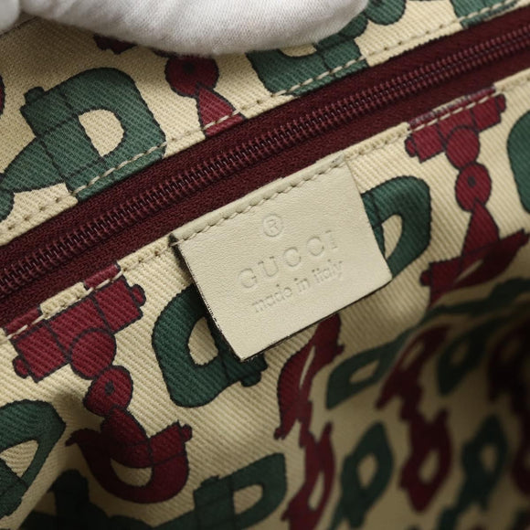 GUCCI GG Canvas Guccissima Tote Bag Leather White Gold 163805 Auth ka4247