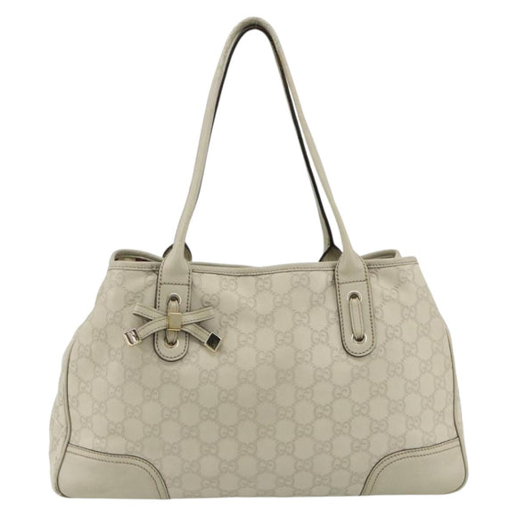 GUCCI GG Canvas Guccissima Tote Bag Leather White Gold 163805 Auth ka4247