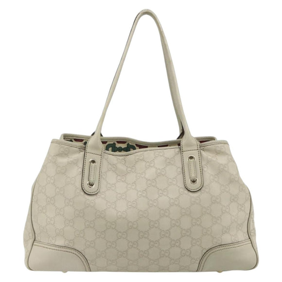 GUCCI GG Canvas Guccissima Tote Bag Leather White Gold 163805 Auth ka4247