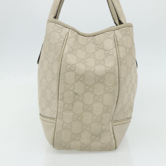 GUCCI GG Canvas Guccissima Tote Bag Leather White Gold 163805 Auth ka4247