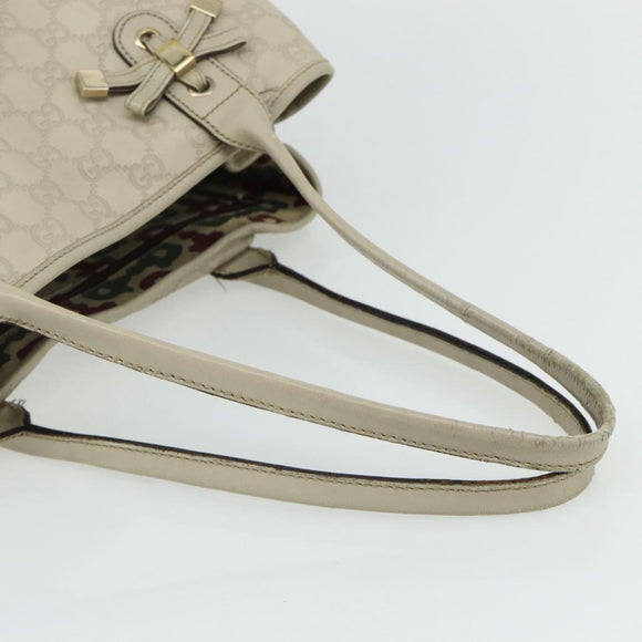 GUCCI GG Canvas Guccissima Tote Bag Leather White Gold 163805 Auth ka4247
