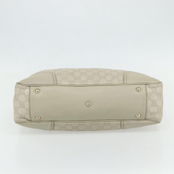 GUCCI GG Canvas Guccissima Tote Bag Leather White Gold 163805 Auth ka4247