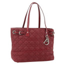 Christian Dior Canage Tote Bag Coated Canvas Red Silver Auth ka4249-1