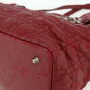 Christian Dior Canage Tote Bag Coated Canvas Red Silver Auth ka4249-9
