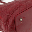 Christian Dior Canage Tote Bag Coated Canvas Red Silver Auth ka4249-16