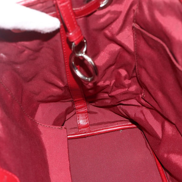 Christian Dior Canage Tote Bag Coated Canvas Red Silver Auth ka4249