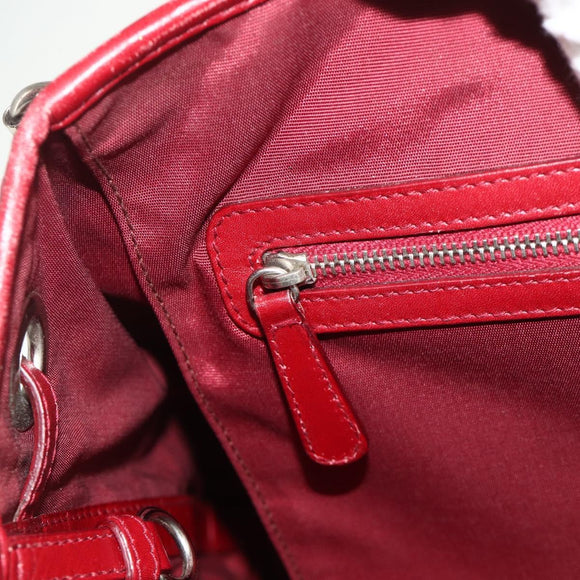 Christian Dior Canage Tote Bag Coated Canvas Red Silver Auth ka4249