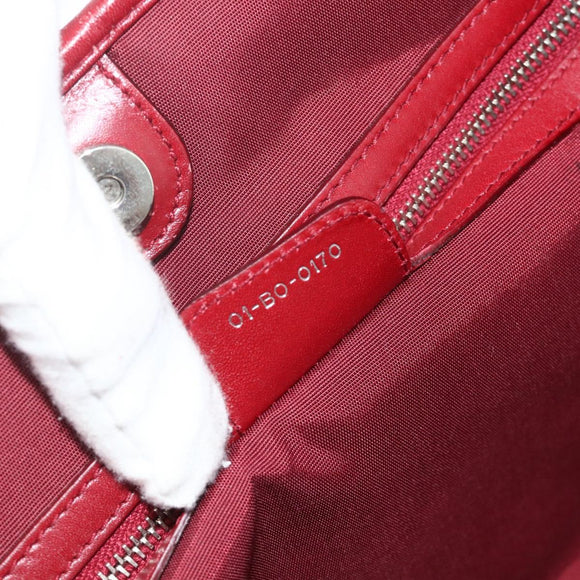 Christian Dior Canage Tote Bag Coated Canvas Red Silver Auth ka4249