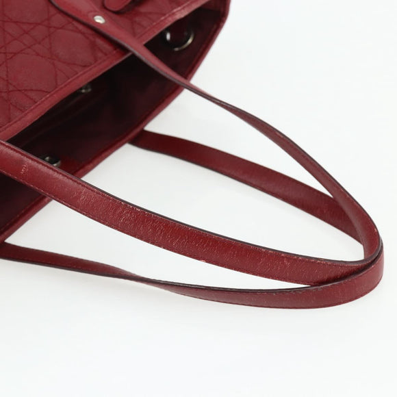 Christian Dior Canage Tote Bag Coated Canvas Red Silver Auth ka4249