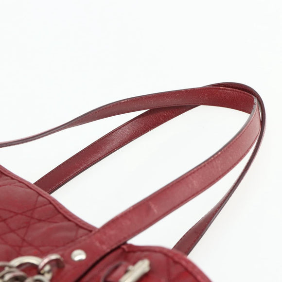 Christian Dior Canage Tote Bag Coated Canvas Red Silver Auth ka4249