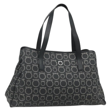 Salvatore Ferragamo Gancini Tote Bag Leather Black Silver Auth ka4260