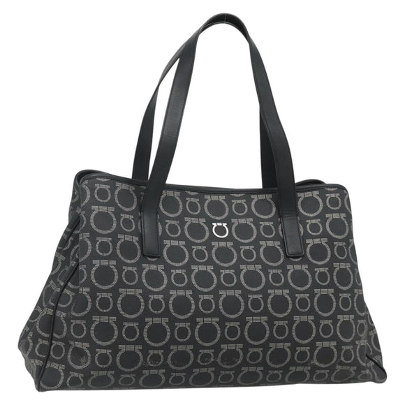 Salvatore Ferragamo Gancini Tote Bag Leather Black Silver Auth ka4260