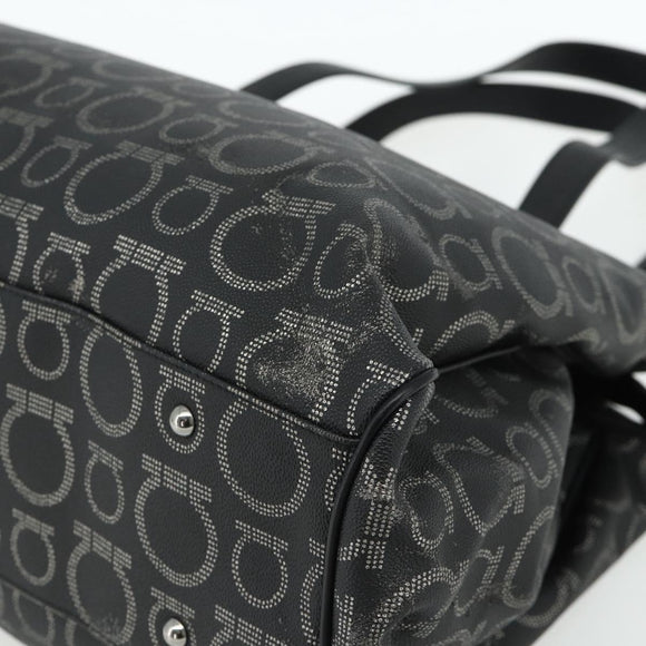 Salvatore Ferragamo Gancini Tote Bag Leather Black Silver Auth ka4260