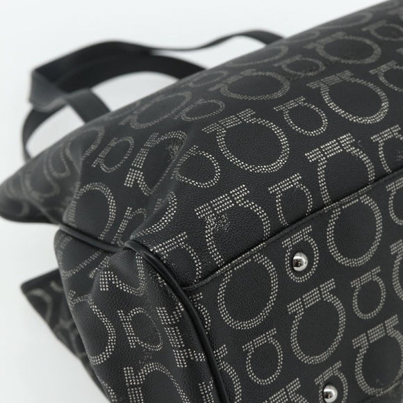 Salvatore Ferragamo Gancini Tote Bag Leather Black Silver Auth ka4260