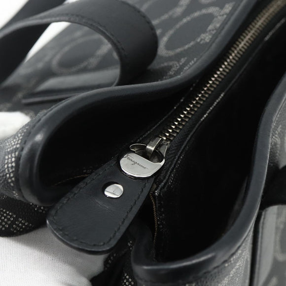 Salvatore Ferragamo Gancini Tote Bag Leather Black Silver Auth ka4260