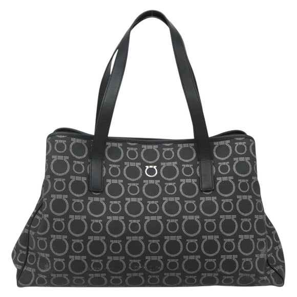 Salvatore Ferragamo Gancini Tote Bag Leather Black Silver Auth ka4260
