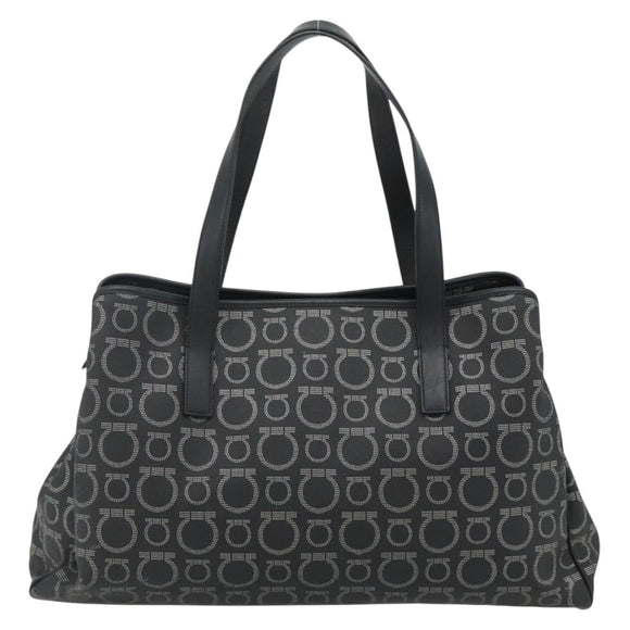 Salvatore Ferragamo Gancini Tote Bag Leather Black Silver Auth ka4260