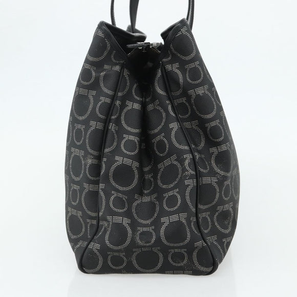 Salvatore Ferragamo Gancini Tote Bag Leather Black Silver Auth ka4260